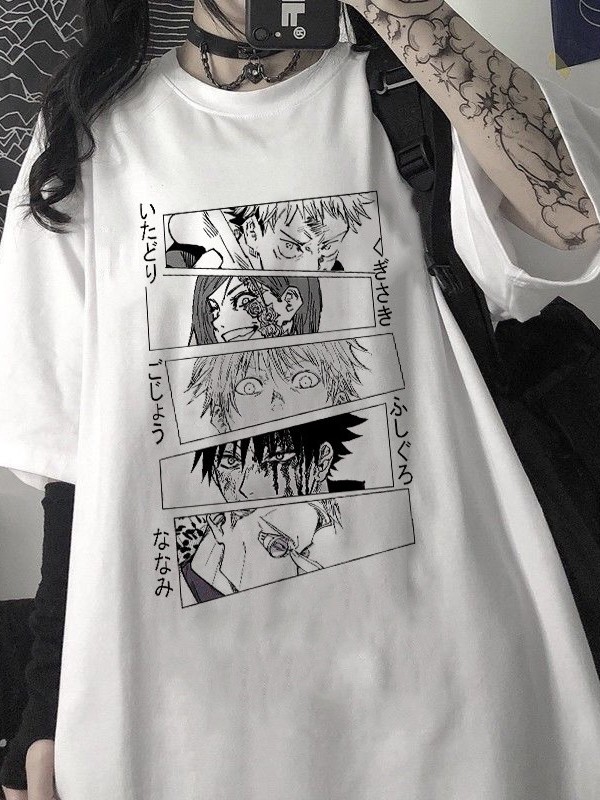 Camiseta  Anime Jujutsu Kaisen Grupo Megumi Nobara Itadori Yuta Gojo Satoru