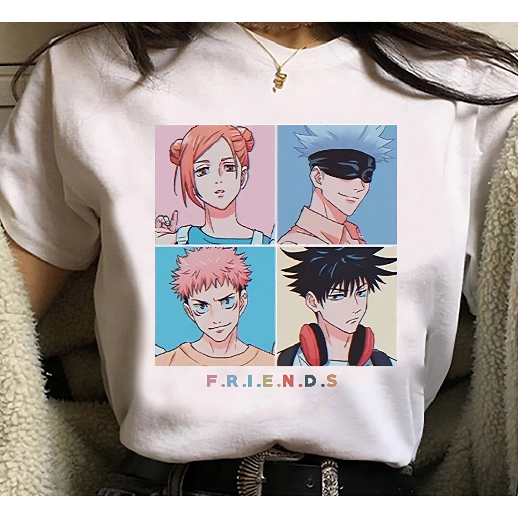 Camiseta Anime Jujutsu Kaisen besto friendos  Nobara Kugisaki Satoru Gojo Megumi Fushiguro Unissex