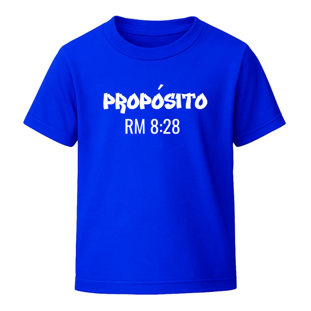 Camiseta Infantil Cristã Propósito RM 8:28  Unissex 100% Algodão