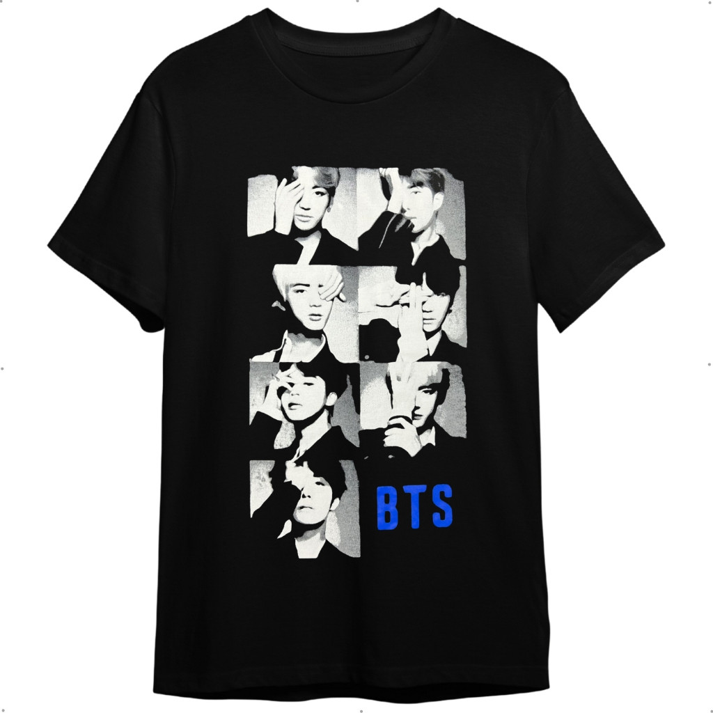 Camiseta BTS Integrantes J-Hope Jimin RM Jin SUGA V e Jungkook Preta De Banda Rock  (Unissex) 100% Algodã