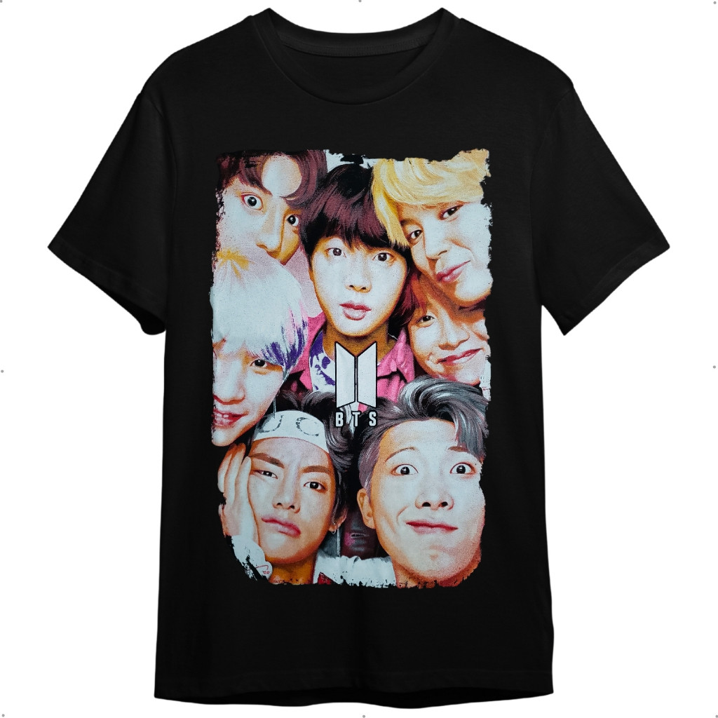 Camiseta BTS Integrantes II J-Hope Jungkook Jimin RM Jin SUGA V Preta Unissex  Adulto Infantil 100% Algodão