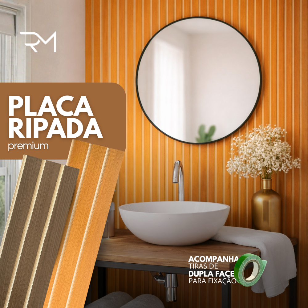 Kits  5,10,20,50 ou 100 Placas Ripadas MDF 45x11cm | Parede Ripada Moderna Fácil Instalação | RM Suportes