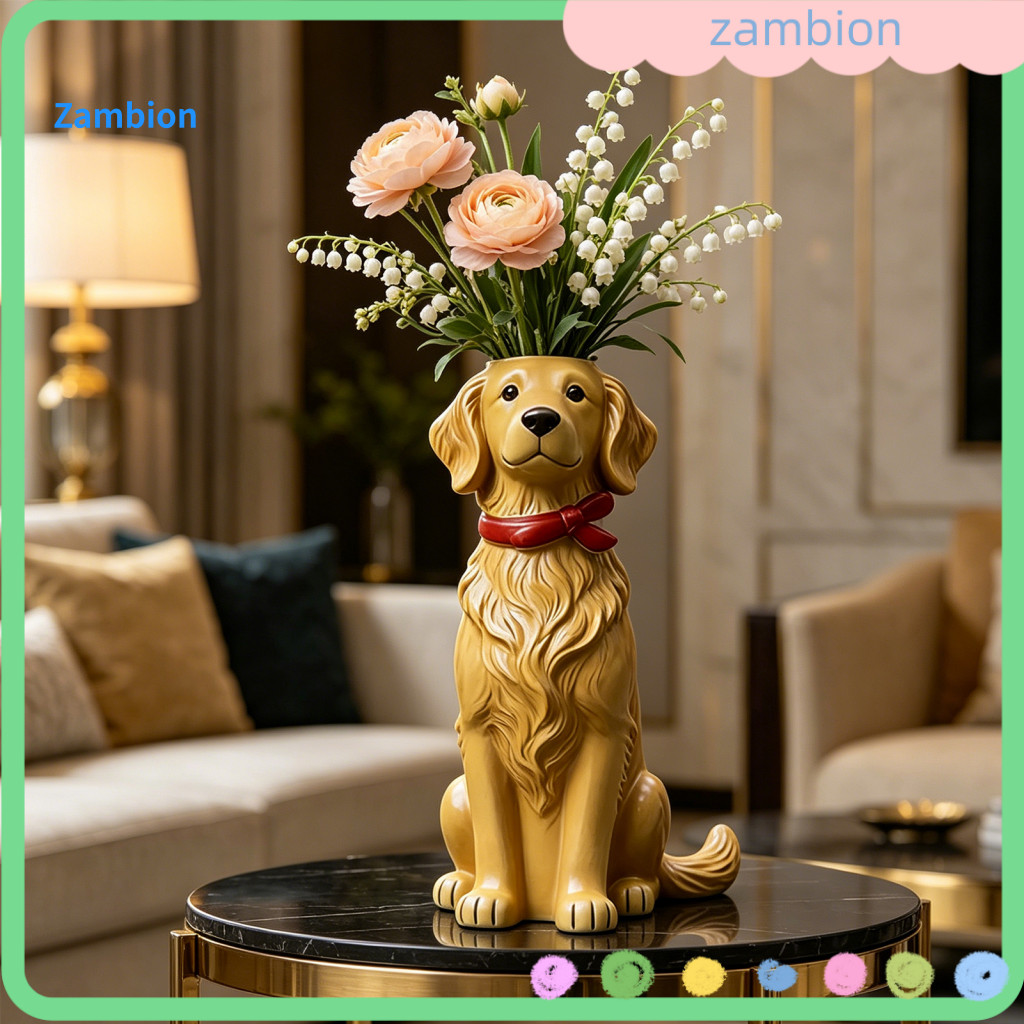 Dried Flower Vase Handcrafted Quirky Dog Resin – Whimsical Animal Pot for Desk Shelf Boho Home Decor Perfect Gift for