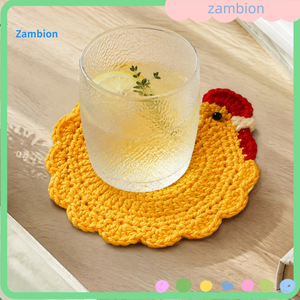 Handmade Crochet Coasters Handcrafted Woolen Trivets Hen Drink Cute Cartoon Yarn Cup Mats Heat Resistant Absorbent Table