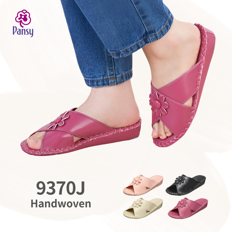 Pansy 9370J Handwoven Women's Room Shoes with Footbed - Made in Japan