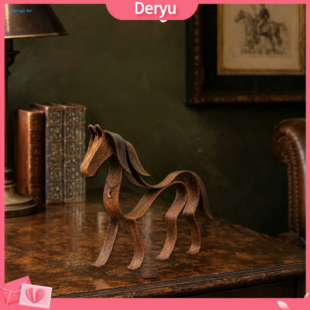 Retro Metal Trojan Ornament Sophisticated Room Decor Handcrafted Vintage Horse Figurine – Rustic Modern Sculpture for
