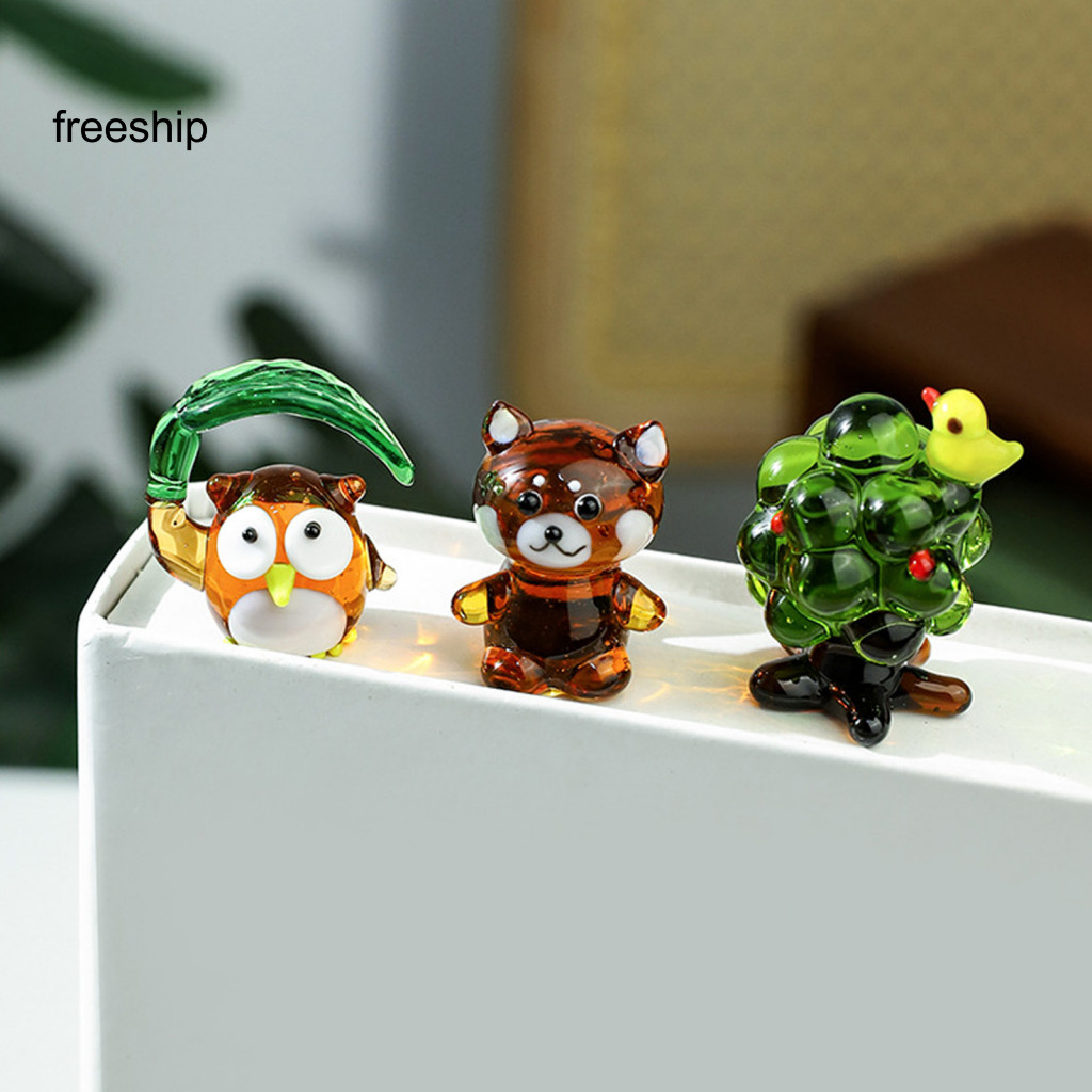 Glass Ornament Colored Figurine Handcrafted Mini Figurines – Cute Tiny Ornaments for Desktop Bookshelf Decoration Perf