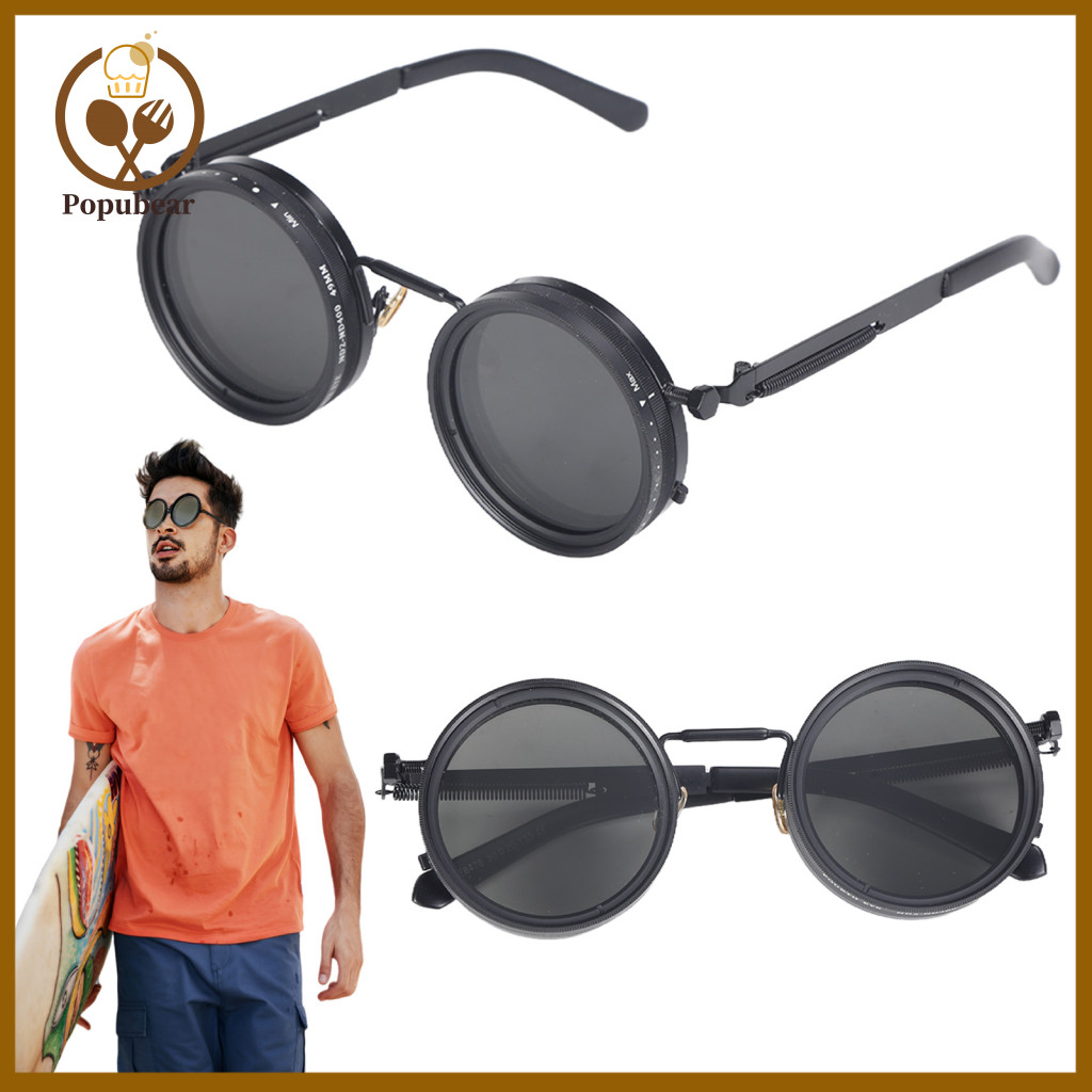 Sun Protection Eyewear Adjustable Sunglasses Polarized with Nd Filter – 1-12 Gears Blue Light Handcrafted Retro for Me