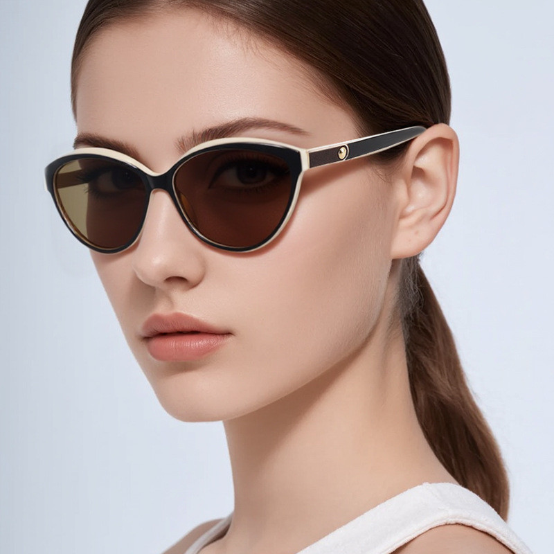 Novo estilo versão coreana moda polarizada óculos de sol único couro luz luxo óculos de sol europeu americano Cross-Bord