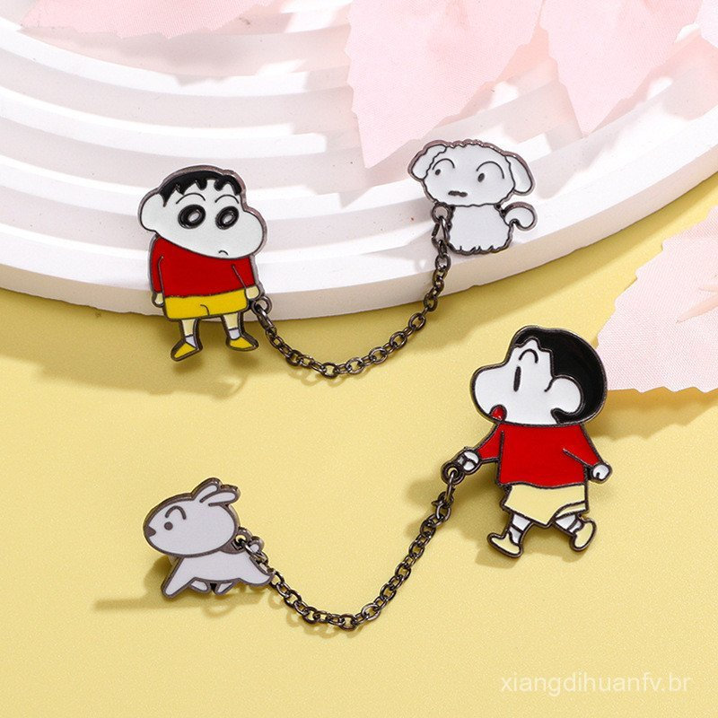 Broche de Metal de Anime Crayon Shin Chan, Distintivo de Peito, Joias Infantis, Presente de Aniversário