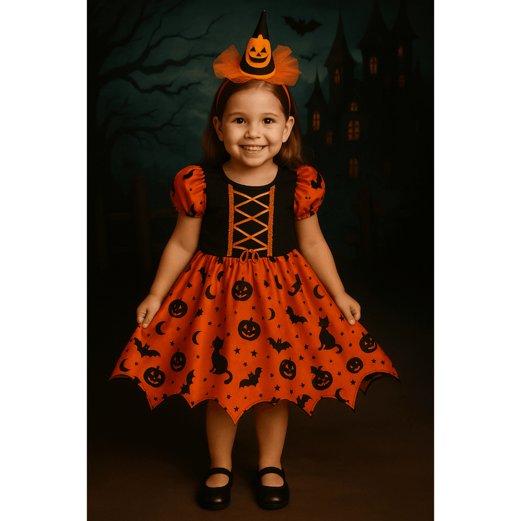 Fantasia infantil vestido Bruxa meninas CARNAVAL FESTAS ANIVERSÁRIOS