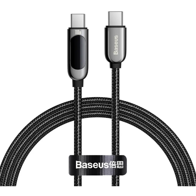 Cabo Baseus Display Fast Charging Data Cable Tipo C 100W 2M