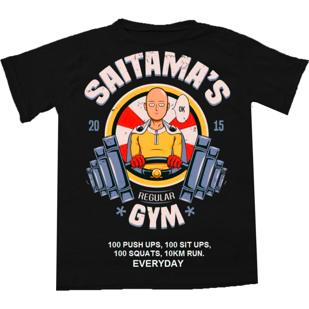 Camisa masculina Básica Camiseta Alta Qualidade 100% Algodão Estampa Saitama Treino Tamanho 2 ao GG