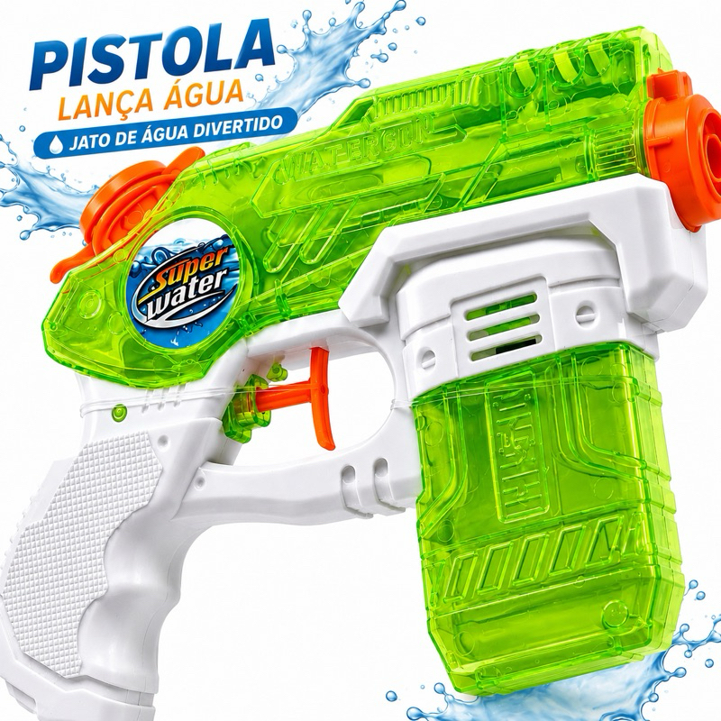 Pistola Lança Água Infantil com Reservatório Arminha de Água Brinquedo Piscina Praia