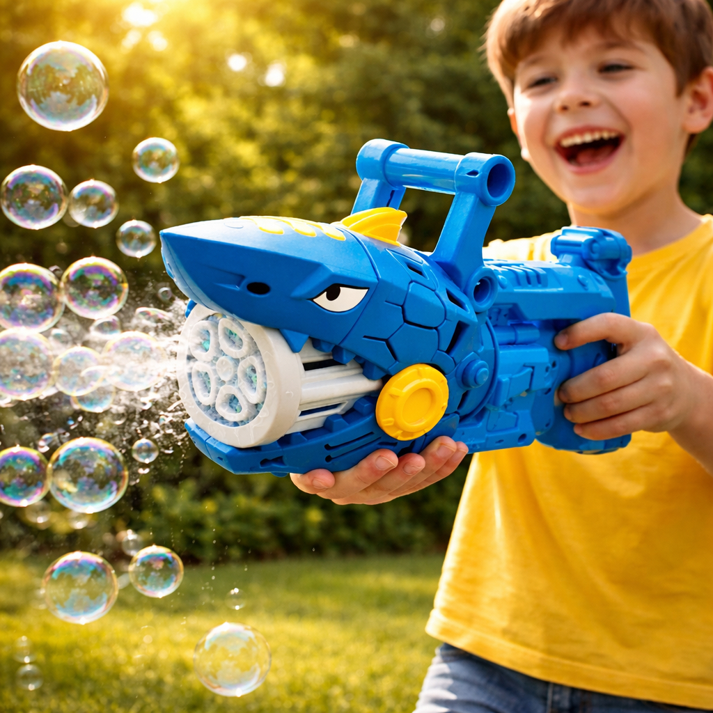 Bolhas Sabão Infantil Tubarão Brinquedo Divertido Verão Praia Festa Arminha Lançador