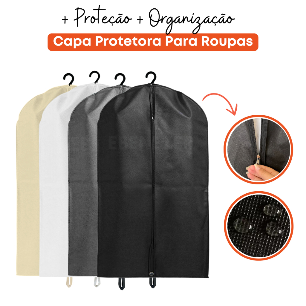 Capa Protetora Guardar Transportar Porta Terno Vestido e Noiva Organizador Guarda Roupa Tnt