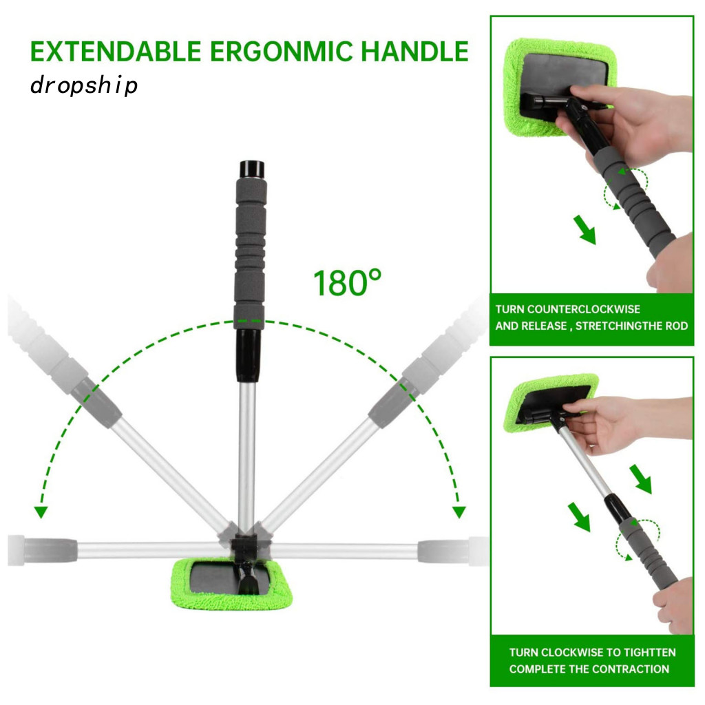 Car Windshield Brush Glass with 180° Swivel Head Long Handle Cleaner for Rv Window Scrubber – Easy Reach Streak-free