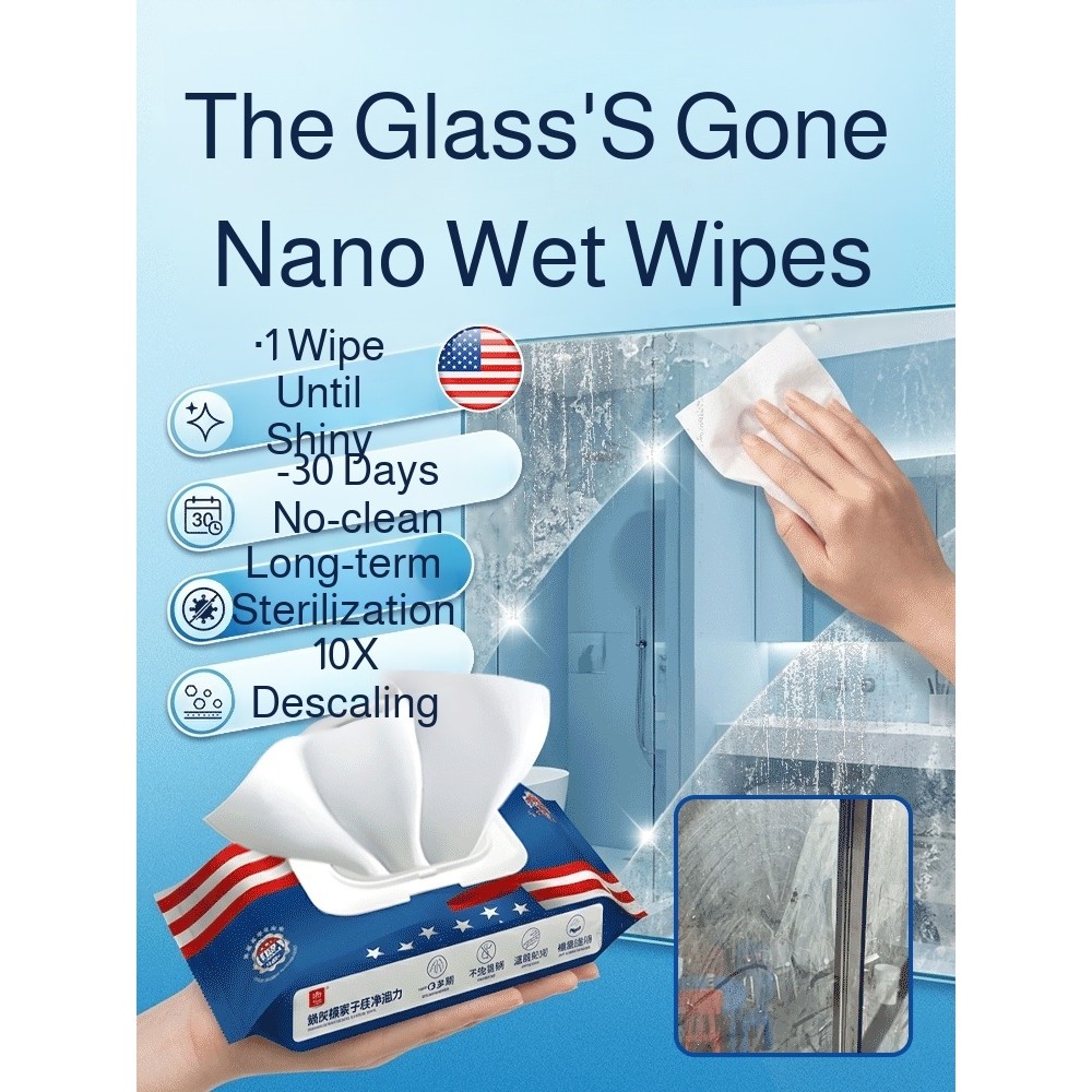 【Limpeza Rápida】Glass Nano Cleaning Wipes Streak-Free Car Window Wash Cleaner/Toalhas Nano/Vidro/Espelho