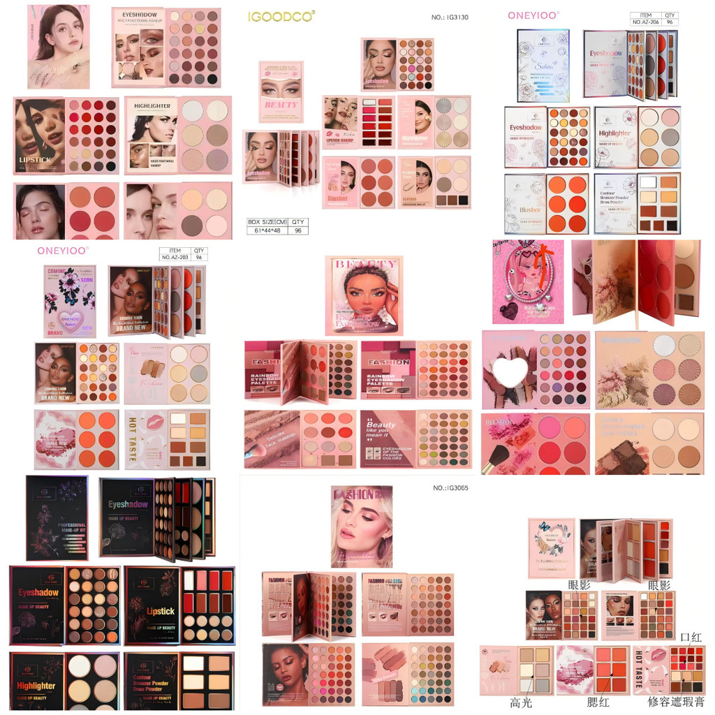 Paleta de Sombras Estilo Livro Coleção Matte Perolado Blush Paleta de Maquiagem Multicolorida Tudo-em-um Exportação Apen