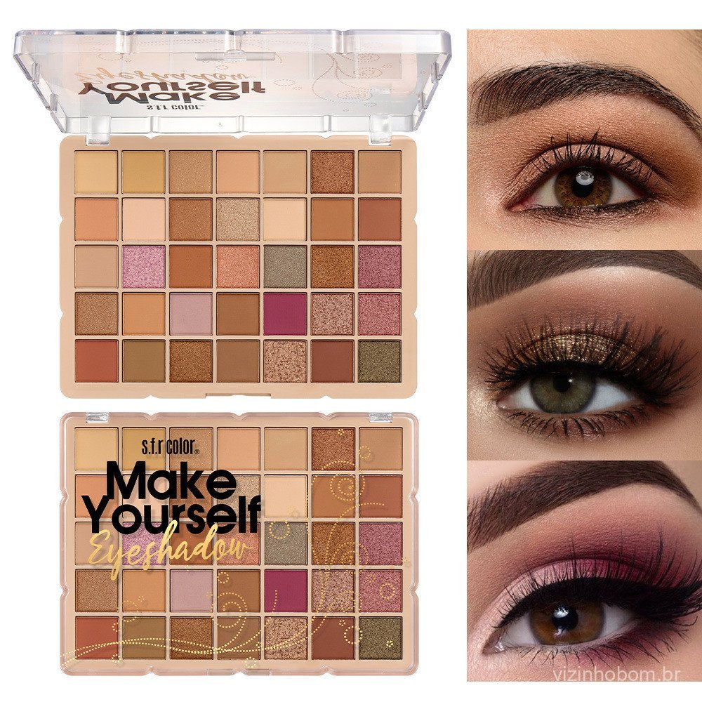 A s.f.r color é especializada em paletas de sombras multicoloridas, com acabamento fosco e perolado, que são fáceis de a