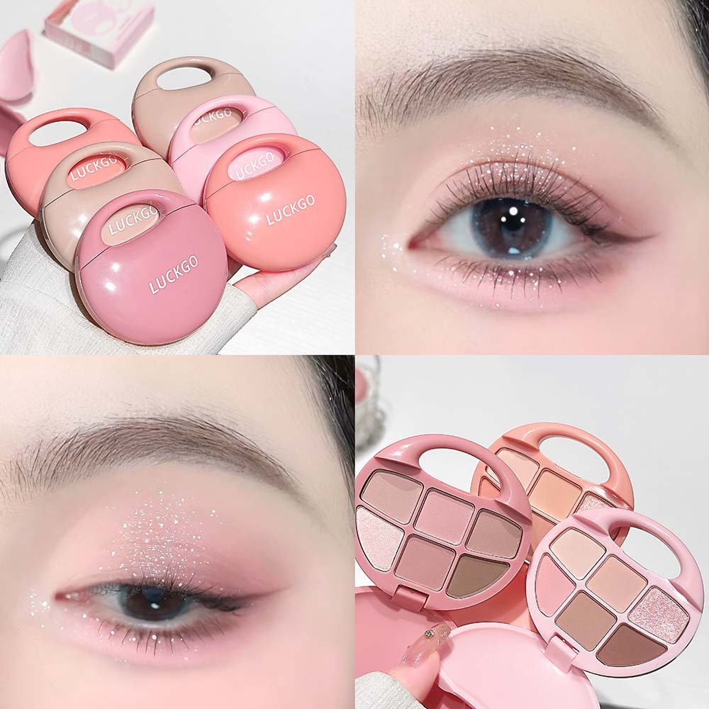LUCKGO Paleta De Sombras Multicoloridas De 6 Cores Nude Earth Tones Tender E O Pó Não Está Voando À Prova D'água Maquiag