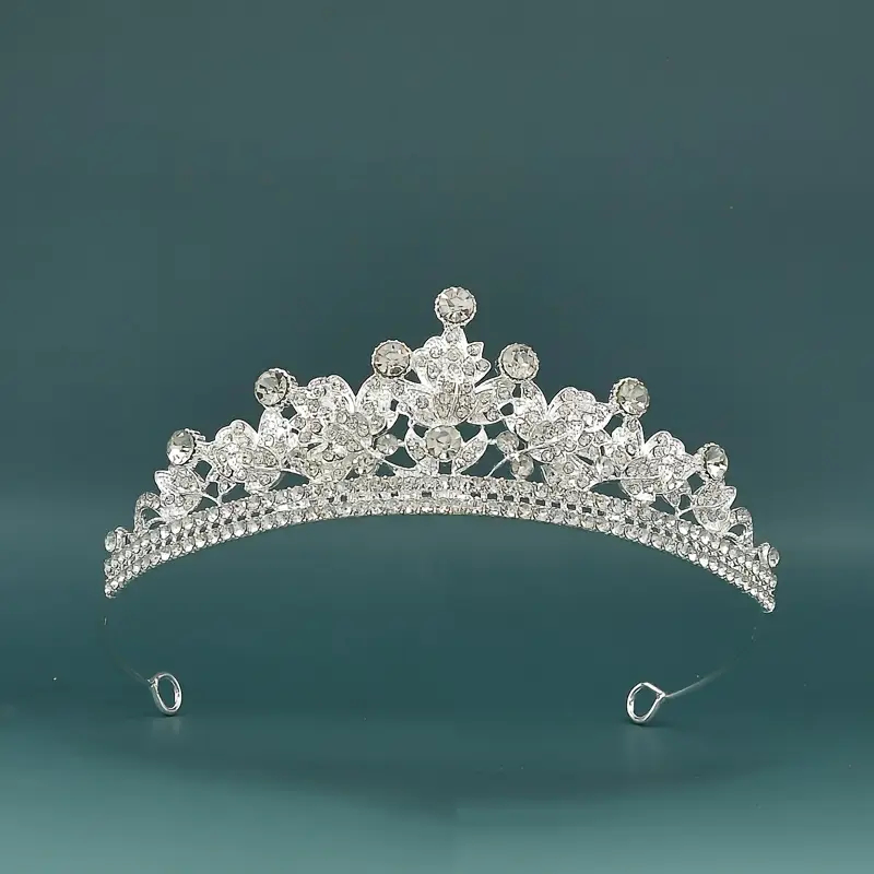 1pc Tiara de Noiva PRATA Coroa Bridal, 1pc Coroa de Tiara de Rhinestone Elegante, Tema Anjo Acessório de Casamento