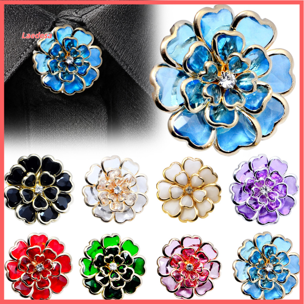 No Sew Button Covers Instant Clothing Embellishment Vintage Rhinestone Flower Snap-on Decorative Metal Shirt Cufflinks B