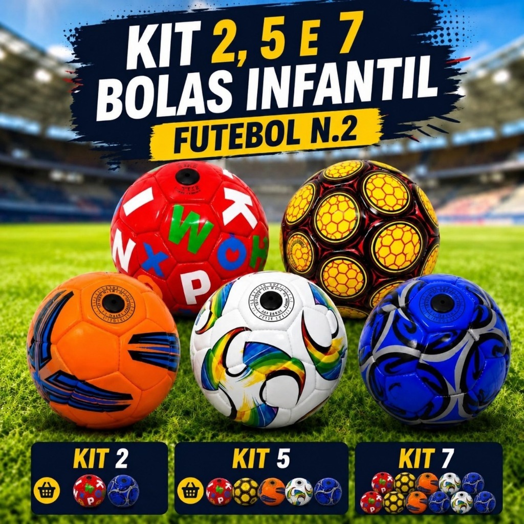 Kit Bola Futebol Numero 2 Infantil Para Crianças Mini Bola Futebol