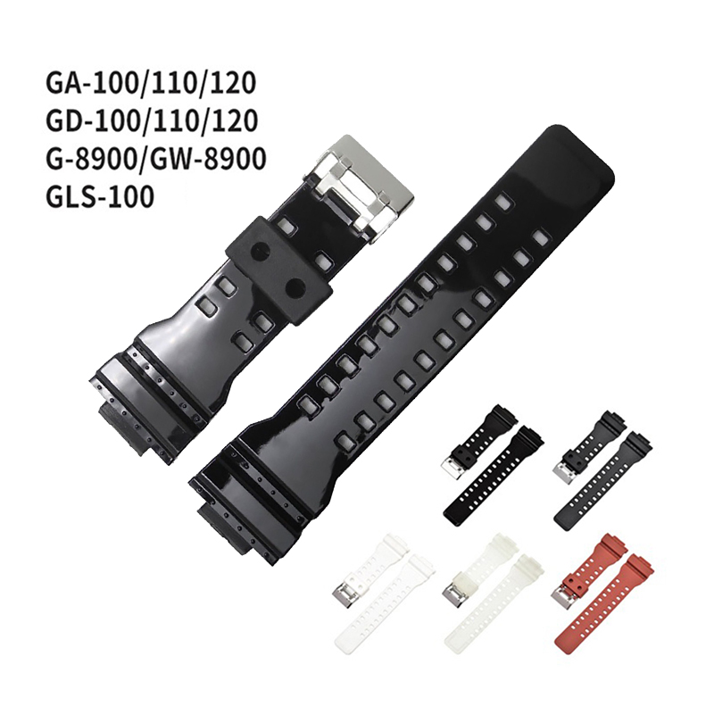 Nova pulseira de resina preta para relógio Casio G-SHOCK GA-100 GA140 GD-100 G-8900 para homens, pulseira esportiva em