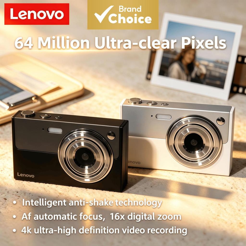 Câmera Digital Compacto Lenovo XJ22 com 64 Megapixels e Gravação de Vídeo 4K, Autofoco Antiderrapante para Crianças e
