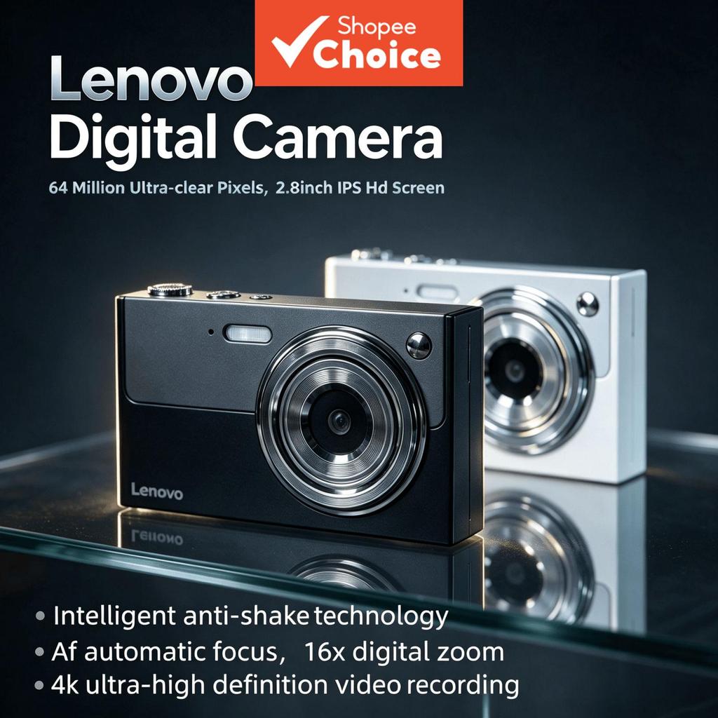 Câmera Digital Lenovo XJ22 com 64 Megapixels e Gravação de Vídeo 4K, Autofoco e Estabilização Anti-Vibração para