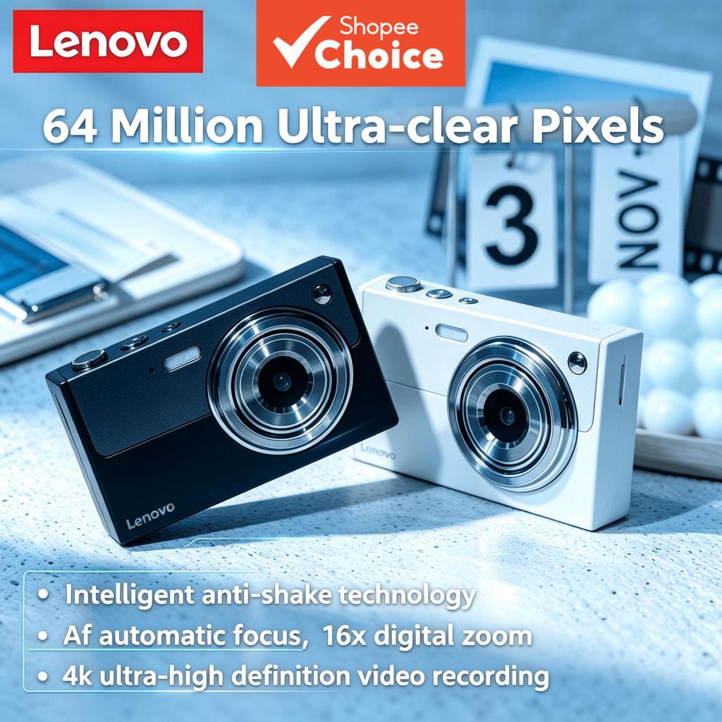 Câmera Digital Lenovo XJ22 CCD 64 Megapixels Câmera compacta para estudantes, viagem com estabilização de imagem, vídeo