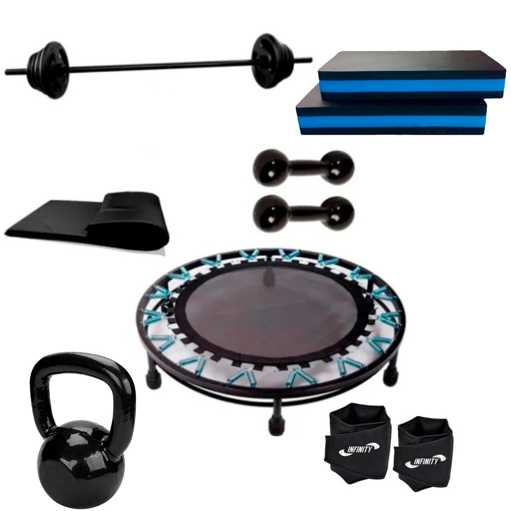 Kit Fitness Aeróbico Ginástica Jump + Kit Pump 20kg