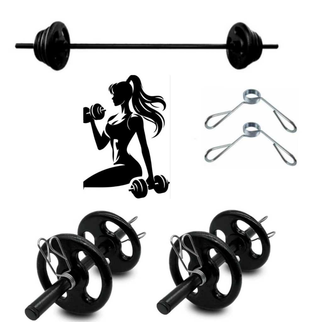 Kit Completo Musculaçao Body Pump + Barra De Mão E 20kg De Anilhas Pintada a sua escolha