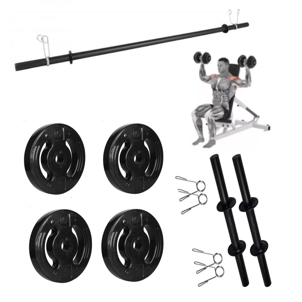 Kit Completo Body Pump + Barra De Mão E 20kg De Anilhas Injetada
