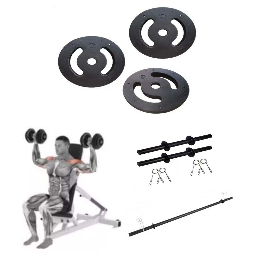 Kit Completo Body Pump Anilhas Injetada + Barra De Mão E 20kg
