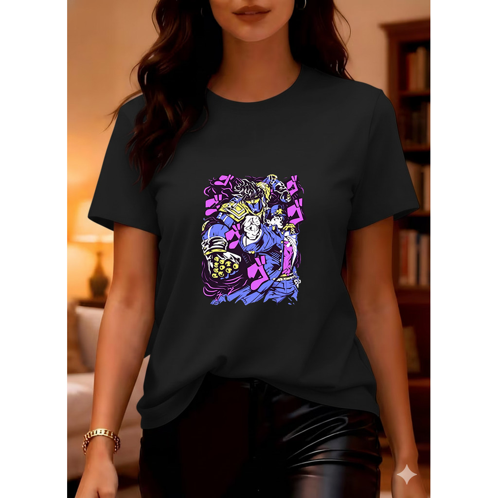 Camisa Masculina Estampa Jojo's Bizarre Adventure, Estilo Pop Art, Cores Vibrantes, Tela Algodão, Ideal para Usar