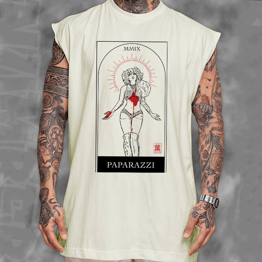Camiseta regata machao oversized lady gaga mayhem album turne paparazi unissex em algodao