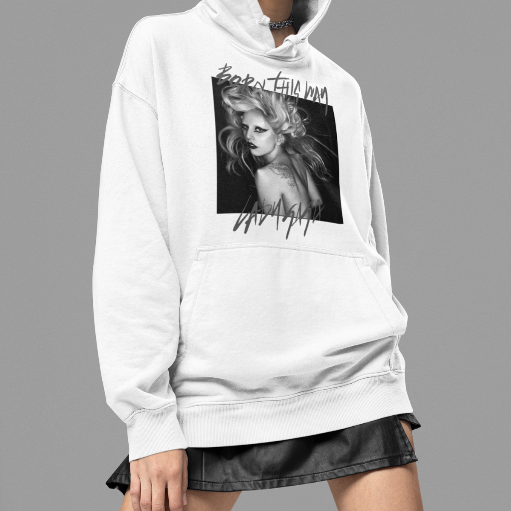 Moletom Canguru Com Capuz Estampado Lady Gaga Album Cantora Pop Em Algodão Blusa de Frio Inverno