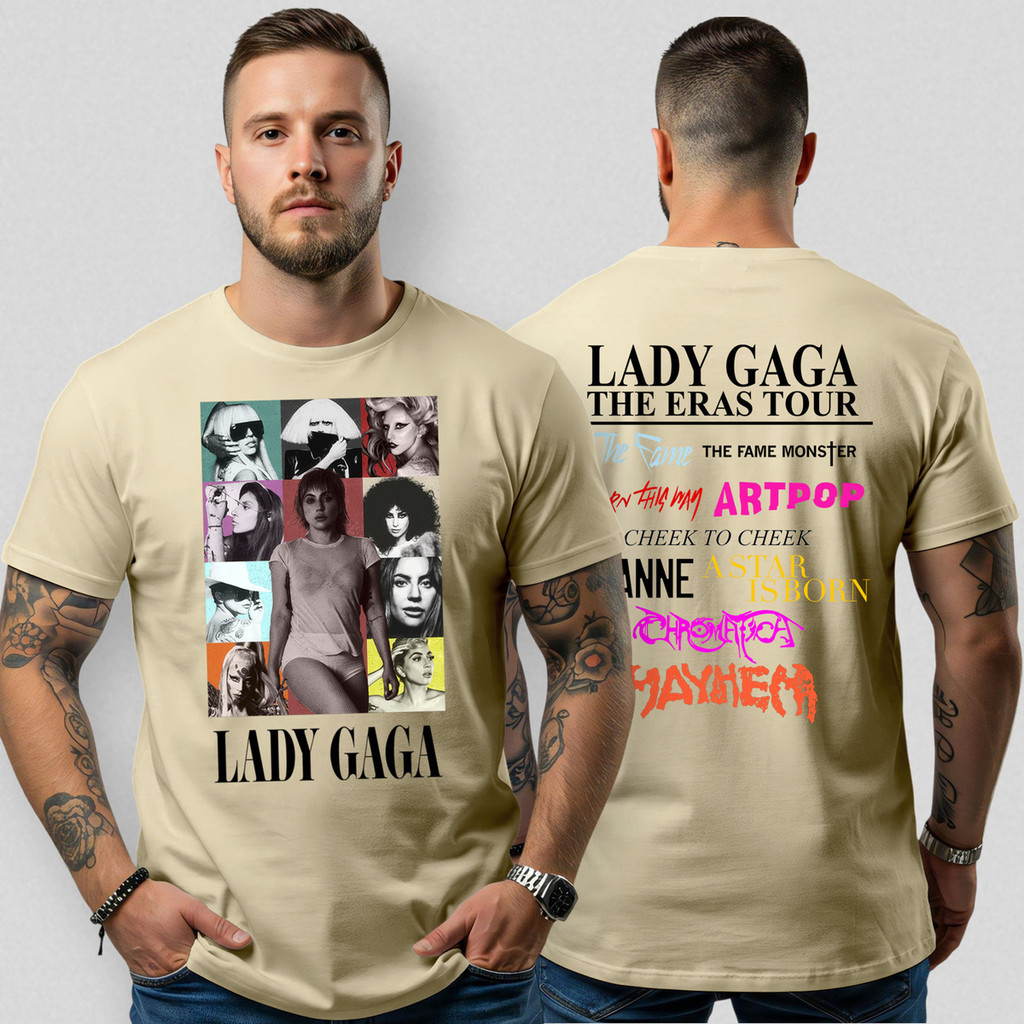 Camiseta Básica Gola Redonda Masculina Coleção Lady Gaga Eras Tour 111 Algodão Malha Premium Envio Imediato