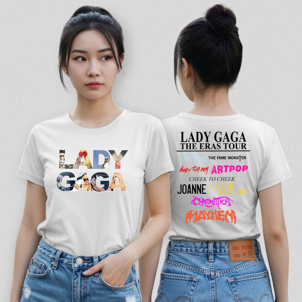 Camiseta Básica Feminina Unissex Coleção Lady Gaga The Eras Tour 107 Malha Algodão Premium Estilosa