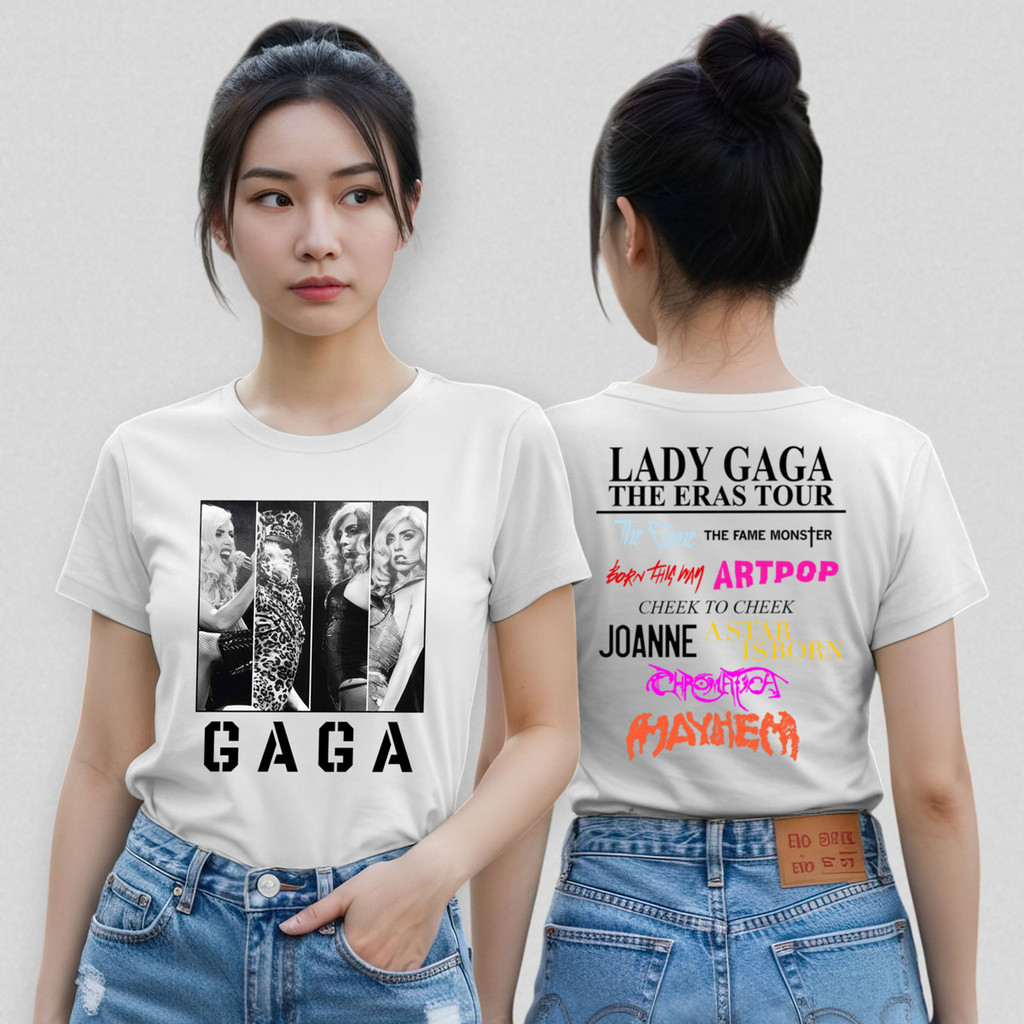 Camiseta Básica Feminina Coleção Lady Gaga The Eras Tour 110 Malha Algodão Premium Confortável Leve