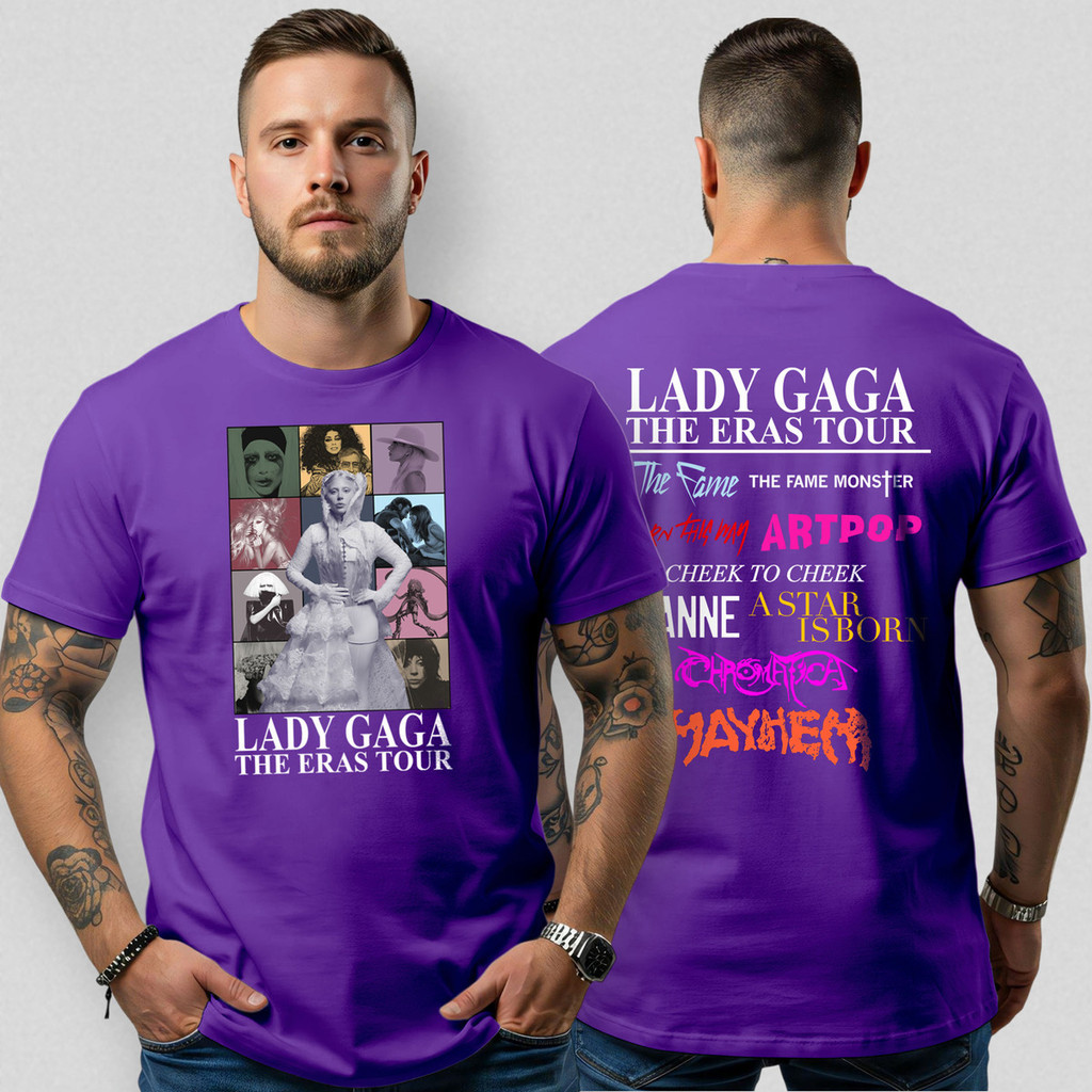 Camiseta Básica Gola Redonda Masculina Coleção Lady Gaga Eras Tour 106 Algodão Malha Premium Estilo