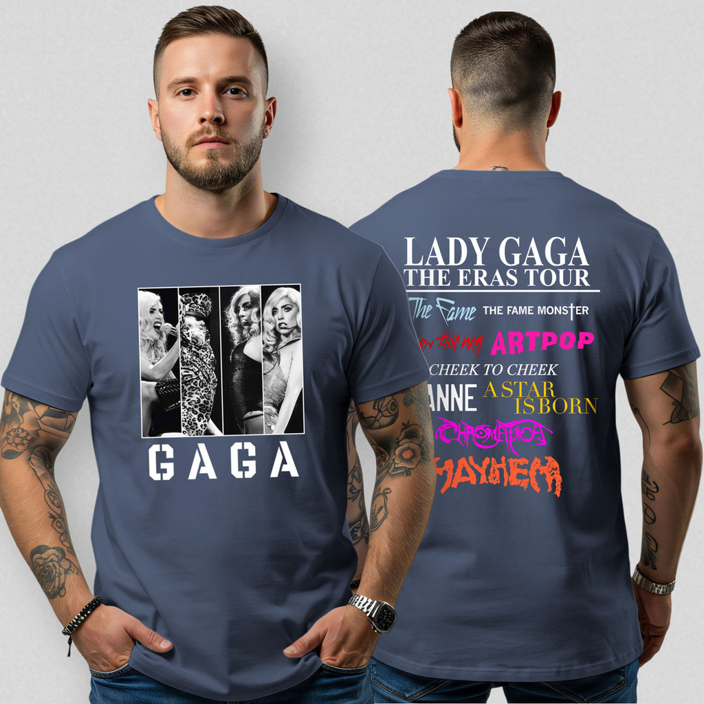 Camiseta Básica Gola Redonda Masculina Coleção Lady Gaga Eras Tour 110 Algodão Malha Premium Estilo