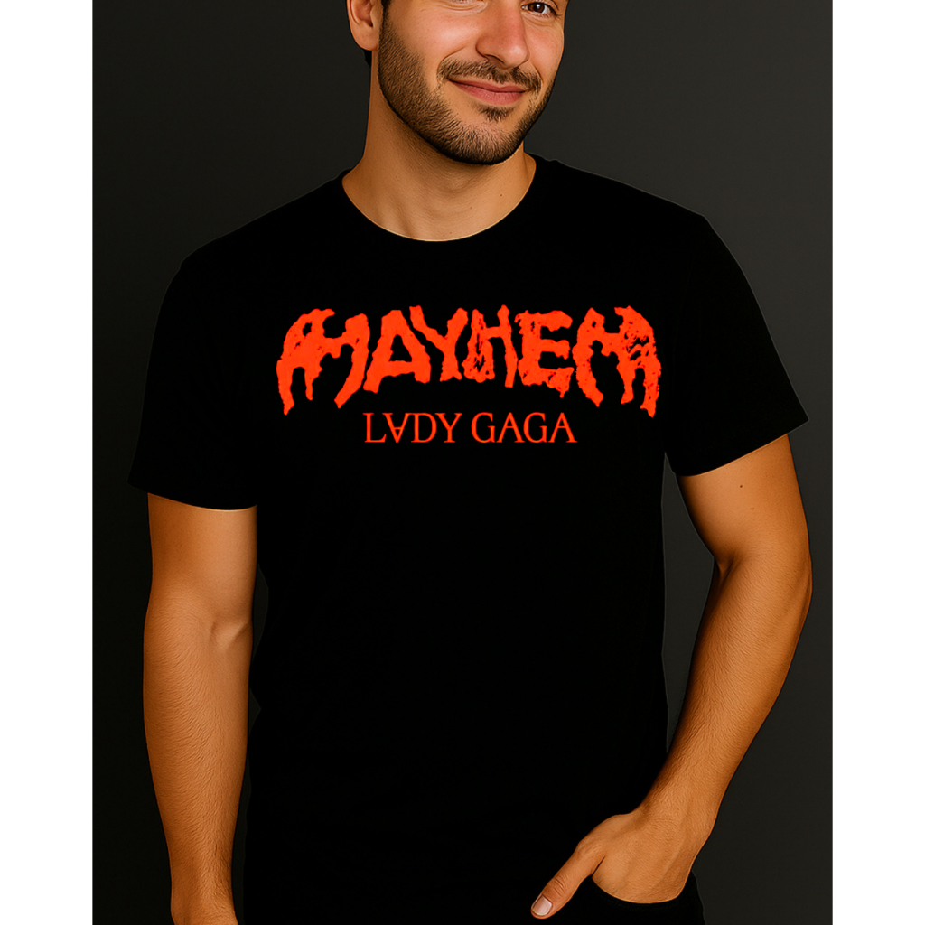 Camiseta LADY GAGA MAYHEM Pop Dark Unissex 100% Algodão