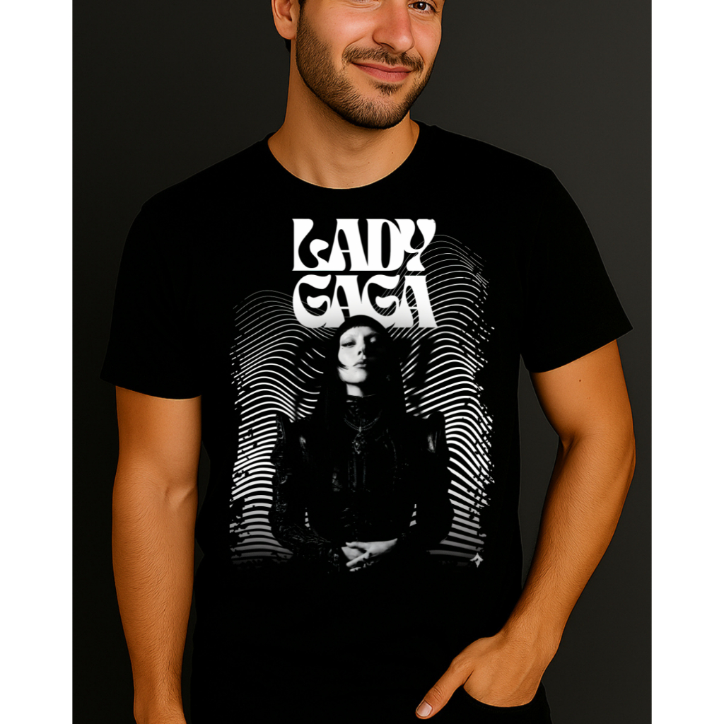 Camiseta LADY GAGA Música Musa Pop Icon Art & Freedom Unissex 100% Algodão