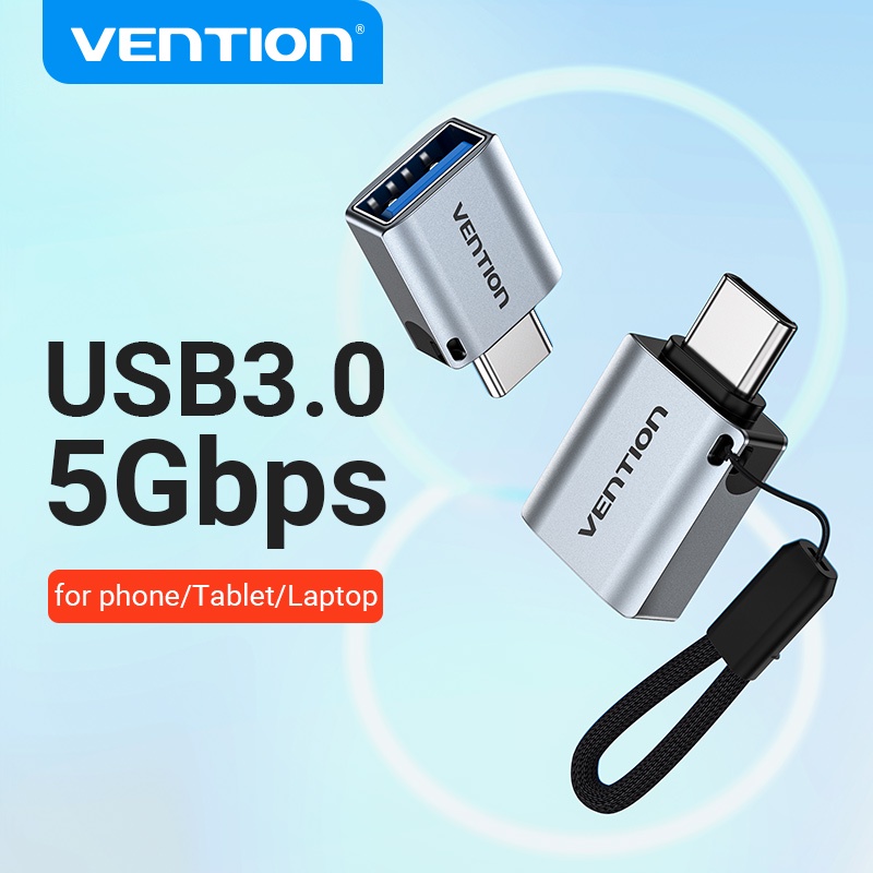 Adaptador VENTION OTG Tipo-C Para USB 3.0 5Gbps 3A Conversor Laptop