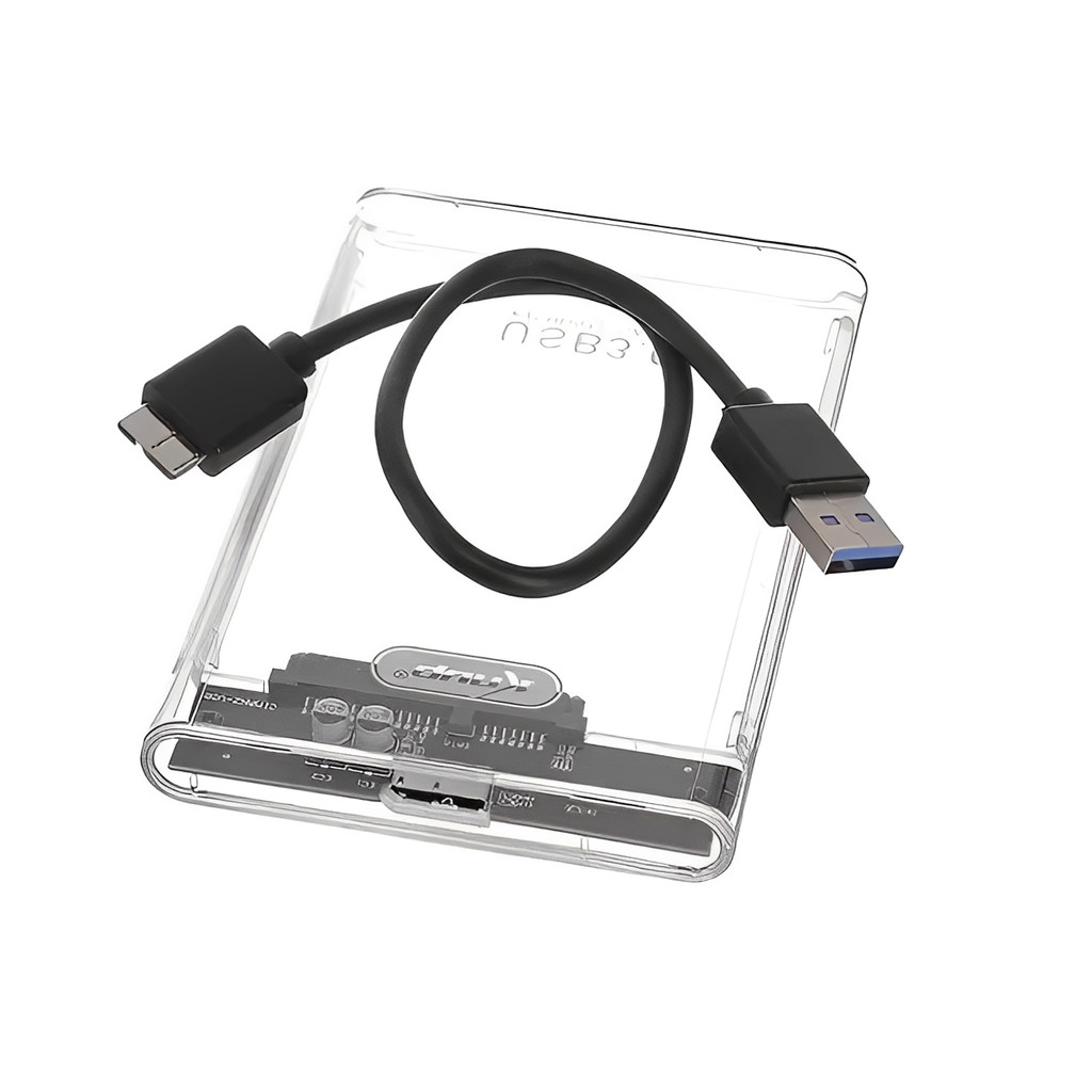  Case para HD Externo USB 3.0 Transparente Suporta até 4TB Alimentação 5Vdc Compatível com SATA 2,5