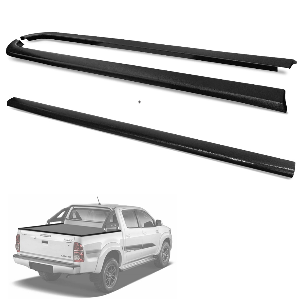 Kit Protetor de Borda Hilux CD 2005 a 2015 Lateral e Tampa Caçamba