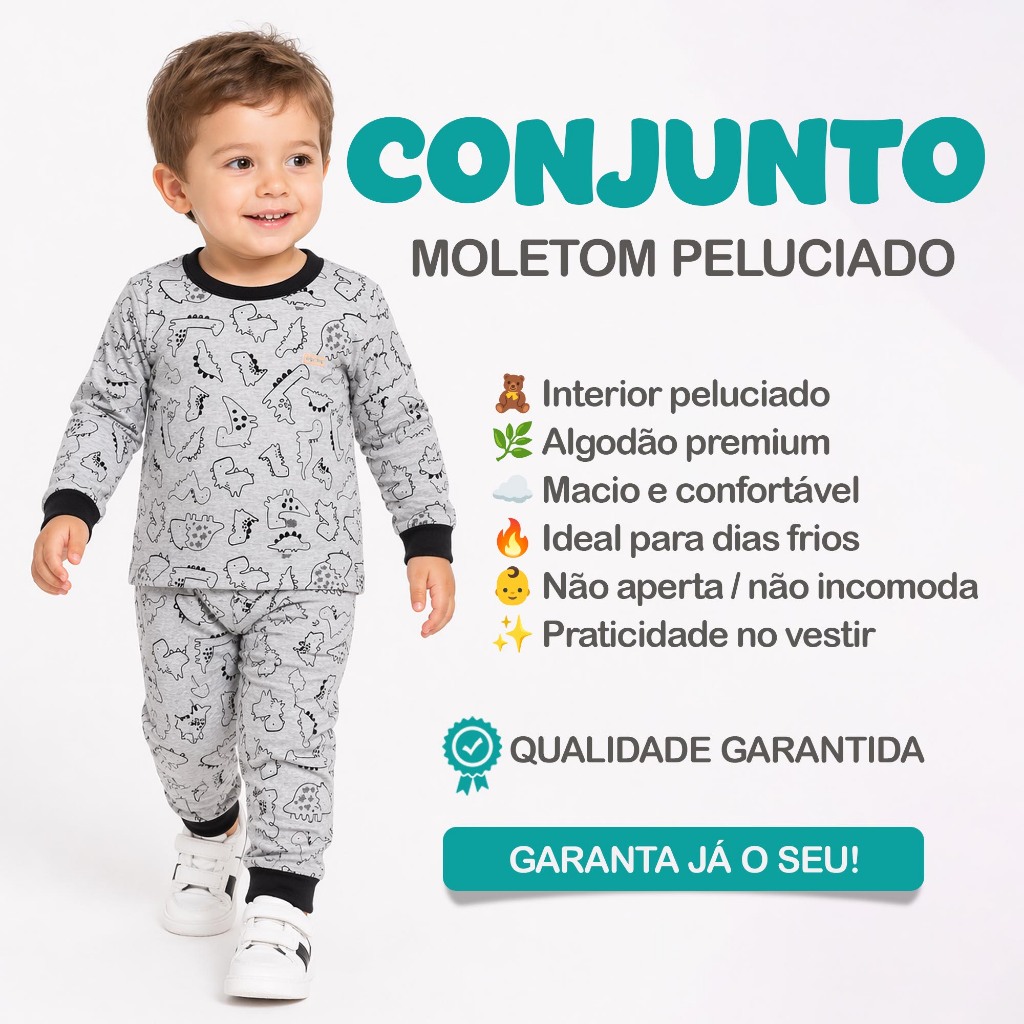 Conjunto Infantil Bebê Menino Moletom Flanelado Manga Longa Peluciado Algodão Quente Menina Inverno
